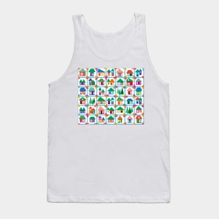 Sweet little houses on turquoise, little town, summertime in the city Tank Top